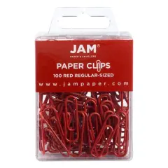 JAM Paper 1" Colorful Standard Paper Clips, 2 Packs of 100 Red