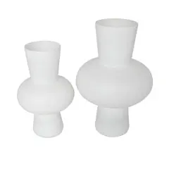 White Glass Trumpet Vase Set