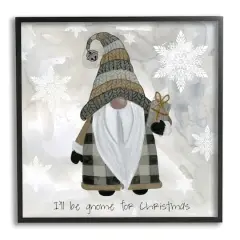 Stupell Industries Gnome For Christmas Phrase Framed Giclee Art Black