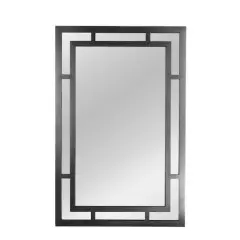 Hello Honey&reg; 40" Geometric Art Deco Glass Wall Mirror Black