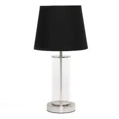 Simple Designs 17" Encased Metal & Clear Glass Table Lamp Black/Brushed Nickel