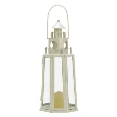 11.75" Ivory Lighthouse Hanging Candle Lantern