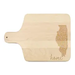 17" Floral Home State Maple Paddle Cutting Board Illinois