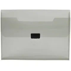 JAM Paper 9.5" x 13.25" Plastic Box Portfolio with Center Buckle Smoke Gray