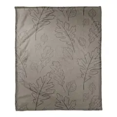 Gray Leaf Patterned Coral Fleece Blanket