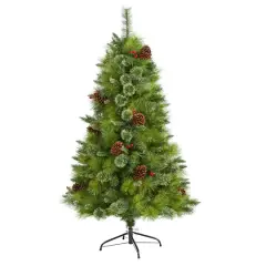 5ft. Unlit Montana Mixed Pine Artificial Christmas Tree with Pinecones and Berries