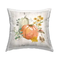 Stupell Industries Festive Pumpkins with Florals Decorative Printed Throw Pillow