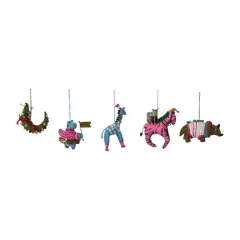 Hello Honey&reg; 5 Pack 5" Wool Felt Zoo Animal Ornaments