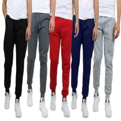 Galaxy by Harvic Fleece-Lined Men's Jogger Sweatpants 5 Pack Black/Charcoal/Red/Navy/Heather Gray