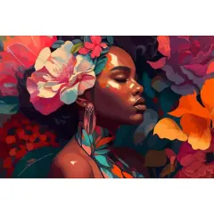 Sparkly Selections African Woman Floral Diamond Painting Kit, Round Diamonds