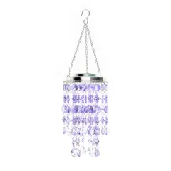 Glitzhome&reg; 19" Solar Lighted Transparent Jewel Beaded Hanging D&eacute;cor