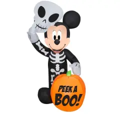 4ft. Airblown&reg; Halloween Inflatable Mickey Mouse in Skeleton Costume with Pumpkin