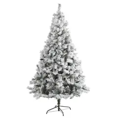 7ft. Unlit Flocked White River Mountain Pine & Pinecones Artificial Christmas Tree