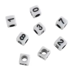 White Number Acrylic Cube Beads, 5mm by Bead Landing&trade;
