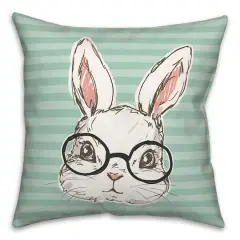 Bunny With Glasses 18" x 18" Throw Pillow