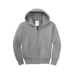 Port & Company&reg; Youth Core Fleece Full-Zip Hooded Sweatshirt Athletic Heather