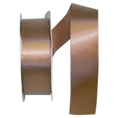 JAM Paper 1.5" x 50yd. Single Face Satin Ribbon Brown