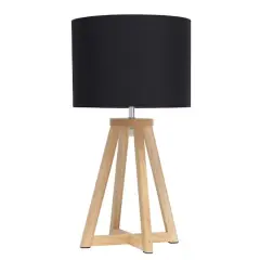 Simple Designs 19" Interlocked Triangular Natural Wood Table Lamp with Black Shade Natural and Black