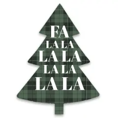 Fa La La Green Plaid Tree Shaped Pallet Wood Wall Art