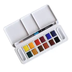 Daler-Rowney&reg; Aquafine Half Pan Travel 12 Color Watercolor Set