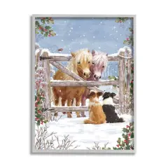 Stupell Industries Ponies & Dogs Winter Farm Scene Framed Giclee Art Gray