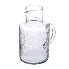 Hello Honey&reg; 32oz. Clear Hand-Blown Etched Reclaimed Glass Pitcher with Tall Neck & Handle