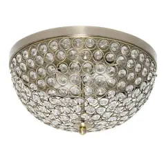Lalia Home 13" Antique Brass Glam 2-Light Dome Flush Mount