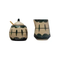 Hello Honey&reg; Midnight Blue & Cream Stoneware Creamer & Sugar Pot with Bamboo Spoon Set