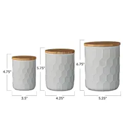 Hello Honey&reg; Stoneware Canister Set with Bamboo Lids White