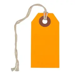 JAM Paper Tiny Gift Tags with String, 100ct. Neon Orange