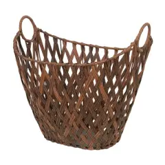 21" Bronze Plastic Rattan Geometric Woven Storage Basket