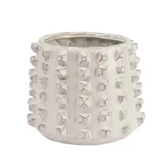 Hello Honey&reg; 11" Ivory Stoneware Sculptural Planter with Raised Dots