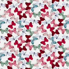 Fabric Editions White Watercolor Butterfly Cotton Fabric