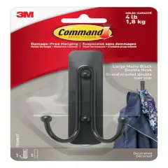 Command&trade; Decorative Double Hooks, Matte Black