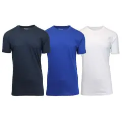 Galaxy By Harvic Crew Neck Men's T-Shirt 3 Pack Navy/Royal/White