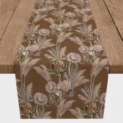 72" Protea Blooms Cotton Twill Runner Rust