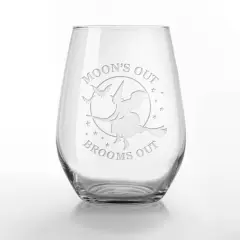 Moon's Out Brooms Out 15oz. Engraved Stemless Wine Glass