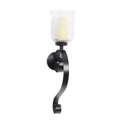Black Iron Traditional Candle Wall Sconce, 27" x 9" x 7"