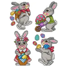 Orchidea Plastic Canvas Counted Cross Stitch Kit With Plastic Canvas Easter Rabbits Set of 4 Designs
