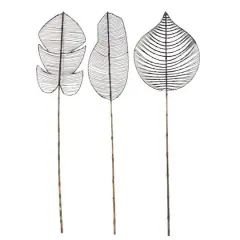 79" Black Bamboo Wood Handmade Woven Leaf Set