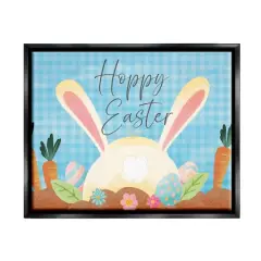 Stupell Industries Happy Easter Spring Carrot Garden Floater Framed Art Black