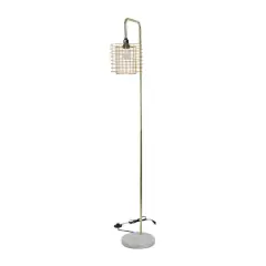 Gold Metal Industrial Floor Lamp, 15" x 10" x 64"