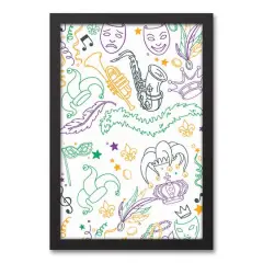 Mardi Gras Things Black Floating Framed Canvas