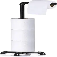 Black Free Standing Toilet Paper Holder Stand