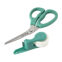 Sabatier 2-in-1 All-Purpose Gift Wrap Scissors with Removable Tape Dispenser Blade Cover Green