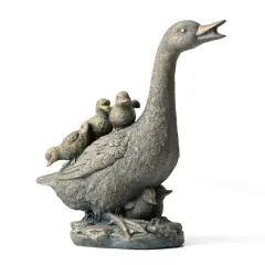 Glitzhome&reg; 15" Faux Bronze Duck Garden Statue