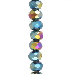 Black AB Large Hole Faceted Glass Rondelle Beads by Bead Landing&trade;