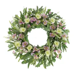 24" Artificial Poppy Spring Wreath