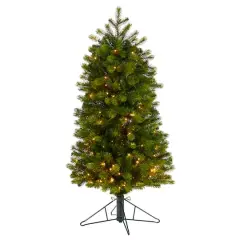 4ft. Pre-Lit Slim Colorado Mountain Spruce Artificial Christmas Tree, Warm White LED Lights