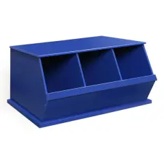 Badger Basket 3 Bin Stackable Storage Cubby Blue